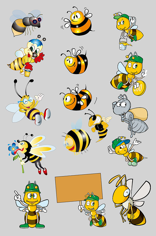 矢量卡通可爱蜜蜂小蜜蜂