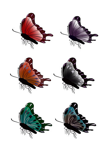 手绘中式水墨水彩蝴蝶元素