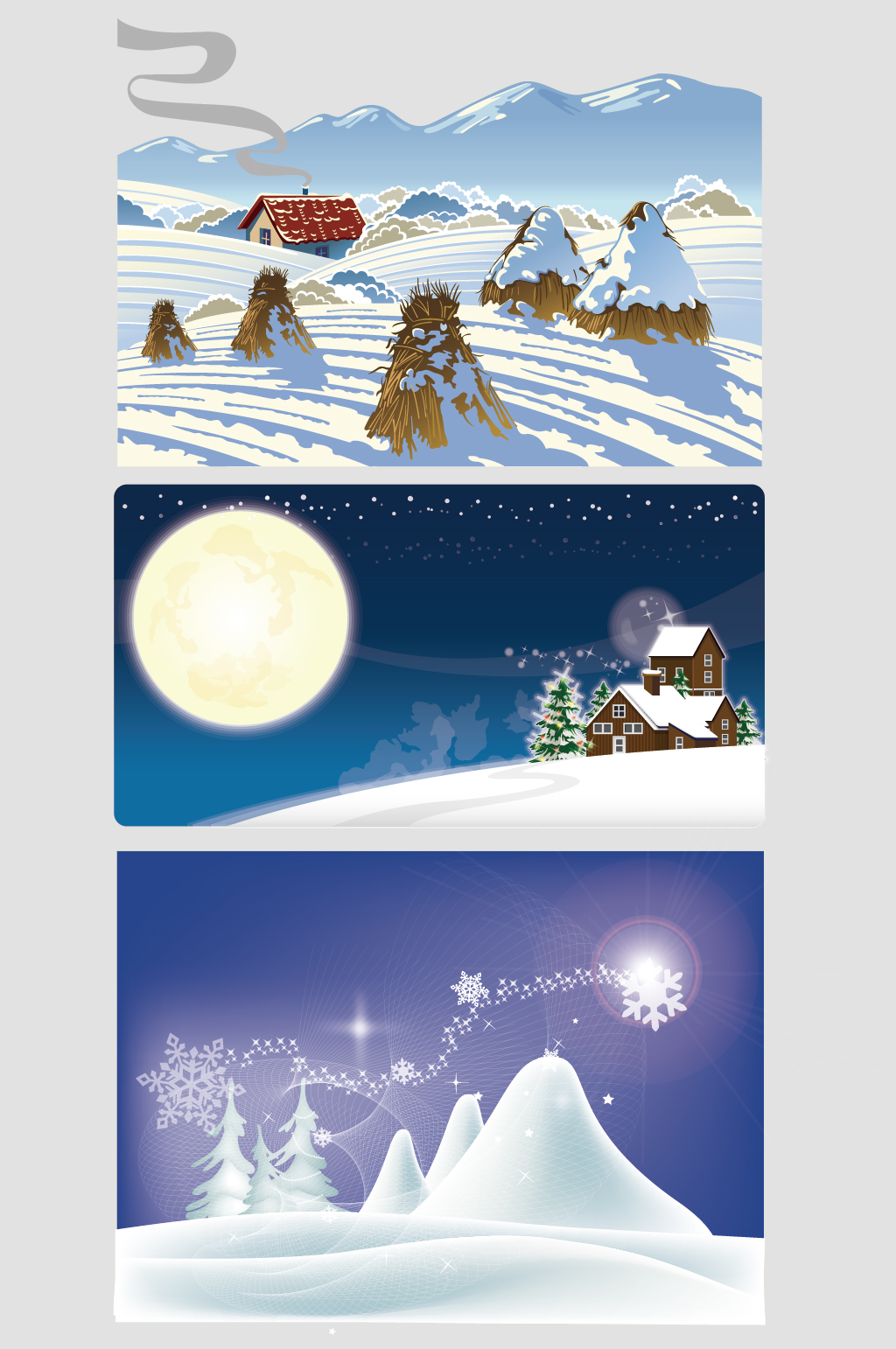 AI矢量冬季雪景插画素材