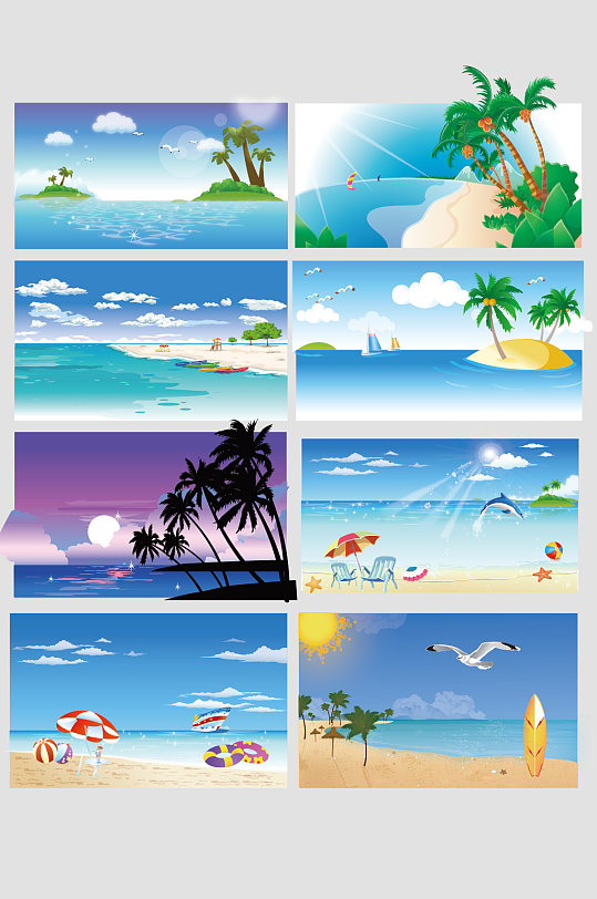 ai矢量海边海滩插画