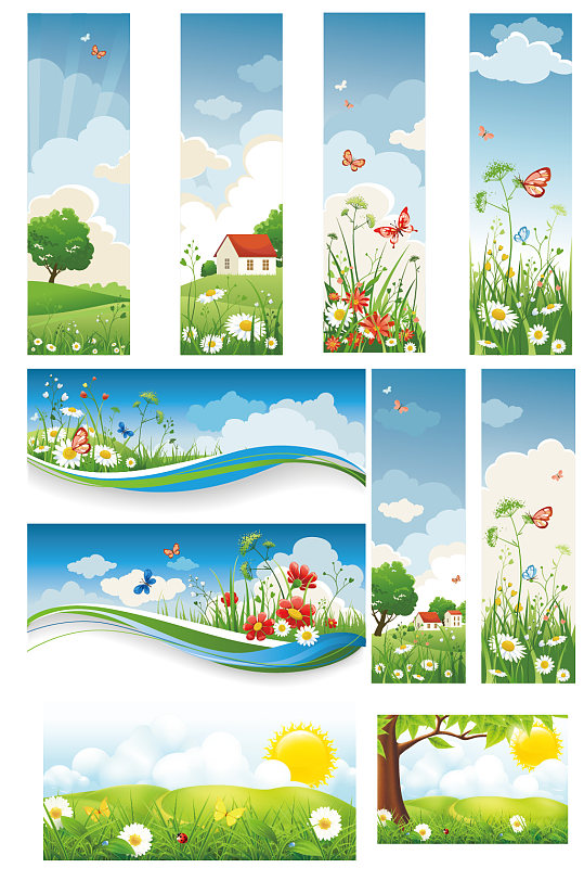 风景春天矢量图图片-风景春天矢量图设计素材-风景春天矢量图模板下载