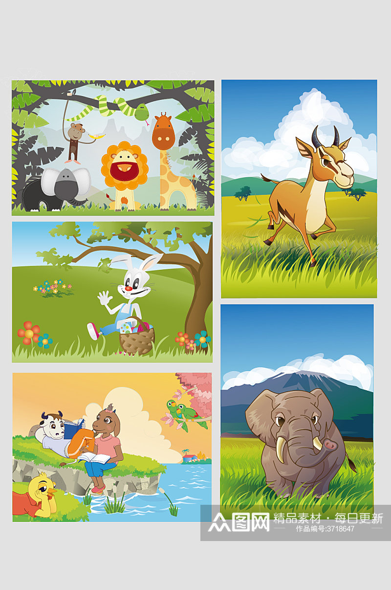 矢量森林动物插画素材