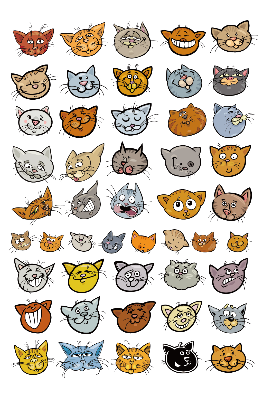 AI矢量猫头小猫素材