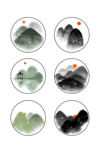中式水墨山林山元素