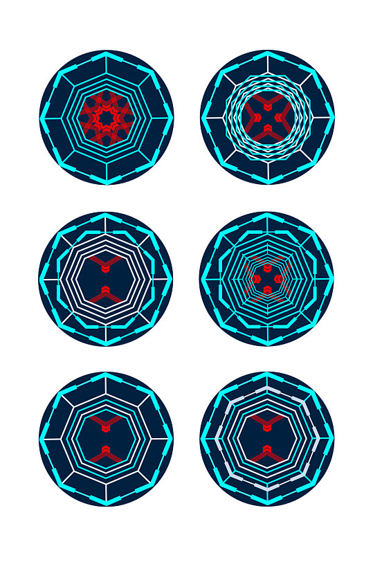 科技圆形花纹花边元素