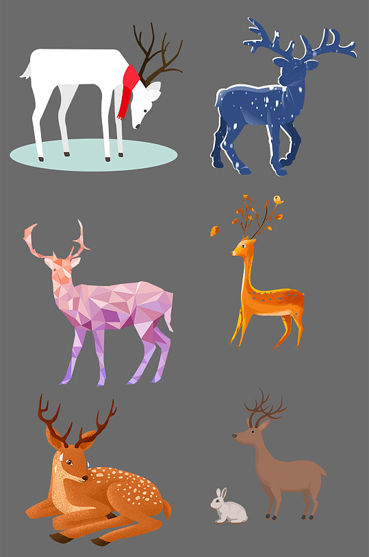 简约手绘小鹿元素