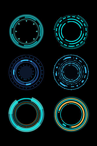 圆形蓝色未来科技几何边框圆框对话框元素