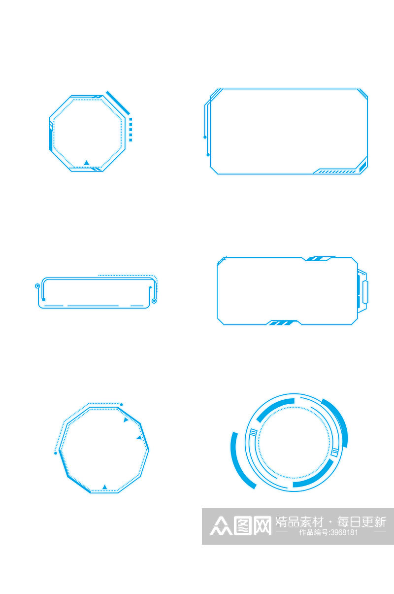 可视化蓝色科技边框元素素材