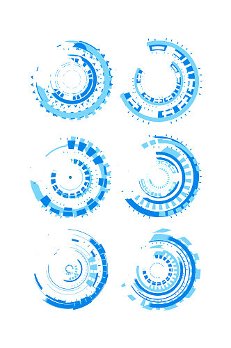蓝色环状圆形刻度表科技装饰图案元素