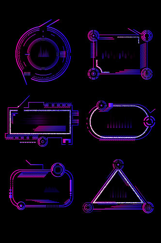 蓝色渐变科技炫酷多彩边框元素