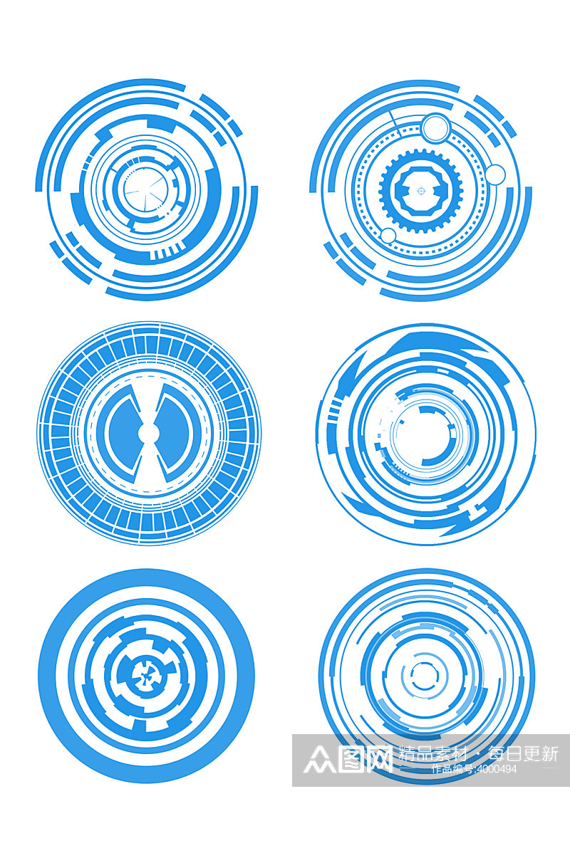 圆形科技蓝色边框元素素材