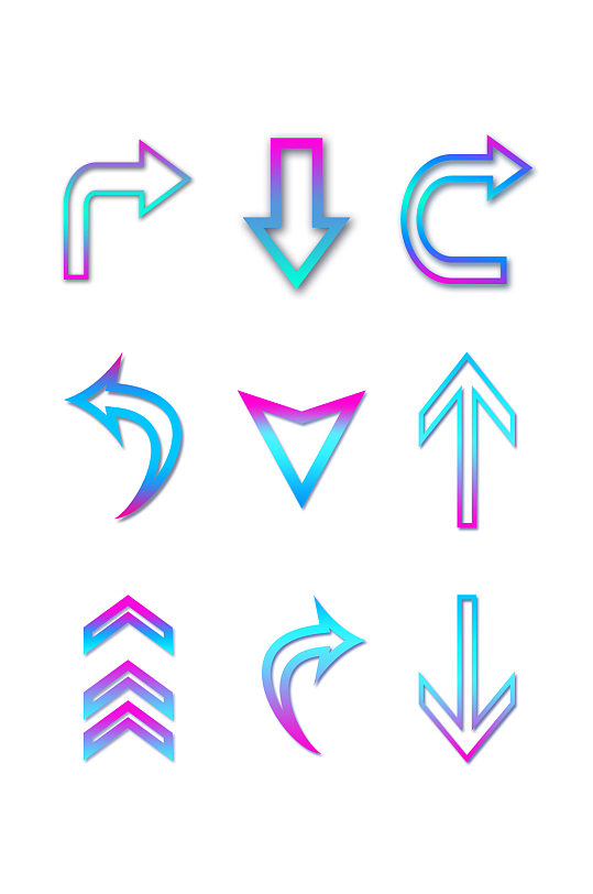 彩色渐变箭头符号元素