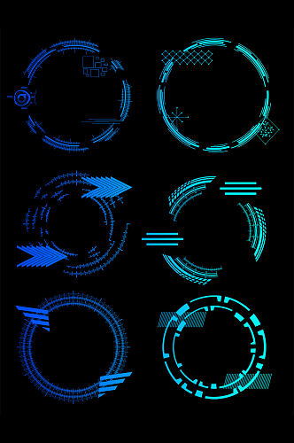 圆形炫丽渐变科技边框元素