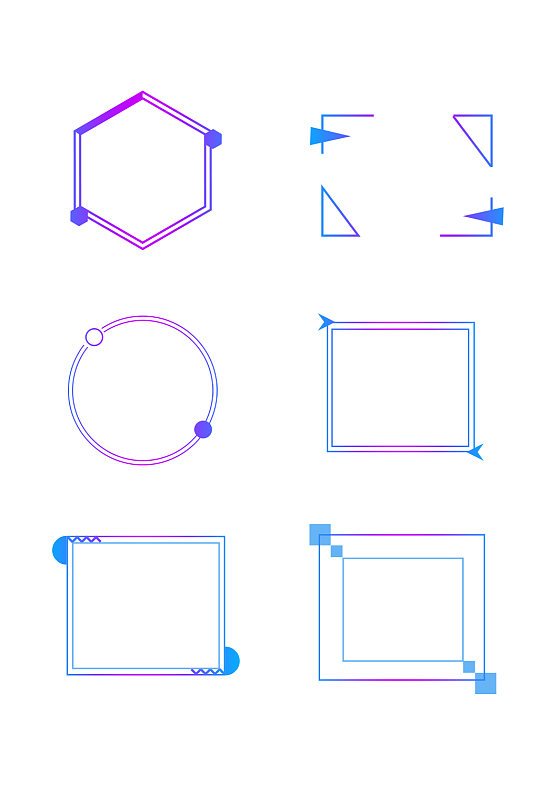 绚丽科技几何渐变边框元素