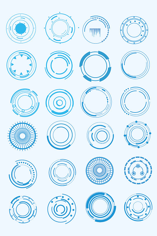 ai矢量蓝色科技花纹边框