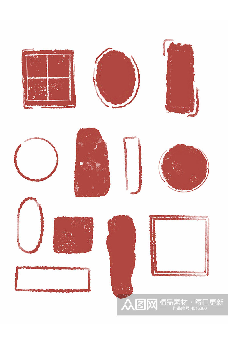 中式古典红色印章元素素材