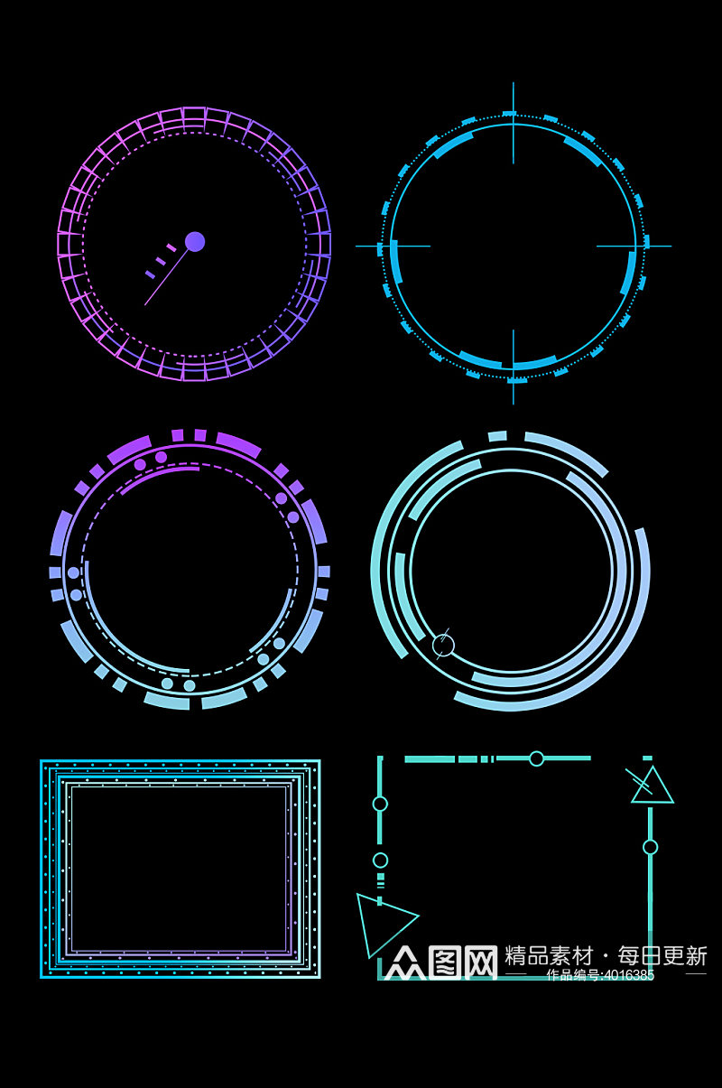 简约绚丽科技边框元素素材