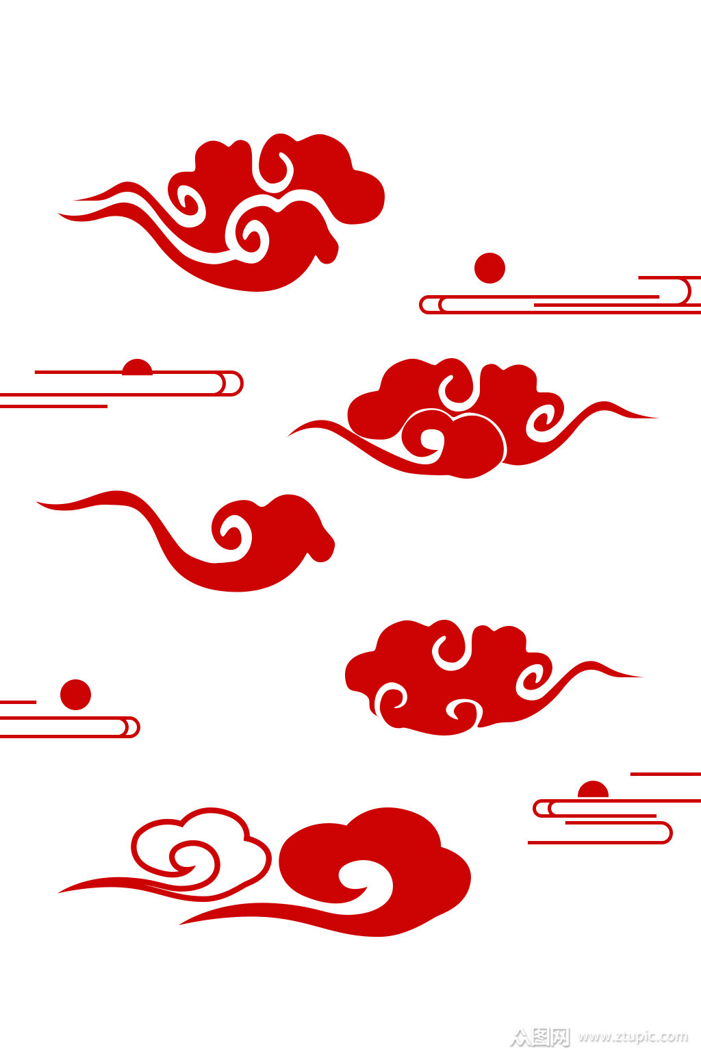 简约中式古典云朵祥云元素素材