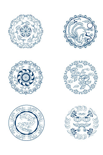 中式花纹图腾手绘元素中国风元素