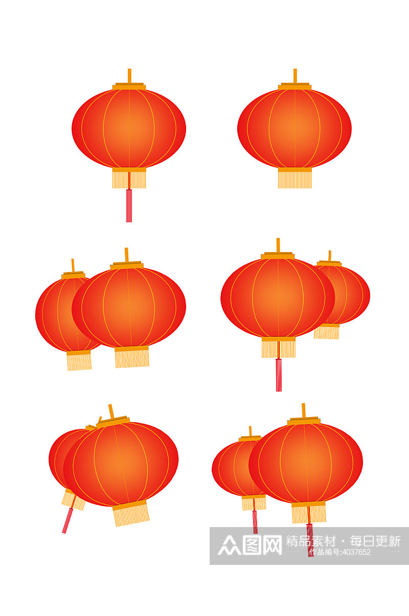 中式古典装饰灯笼元素素材