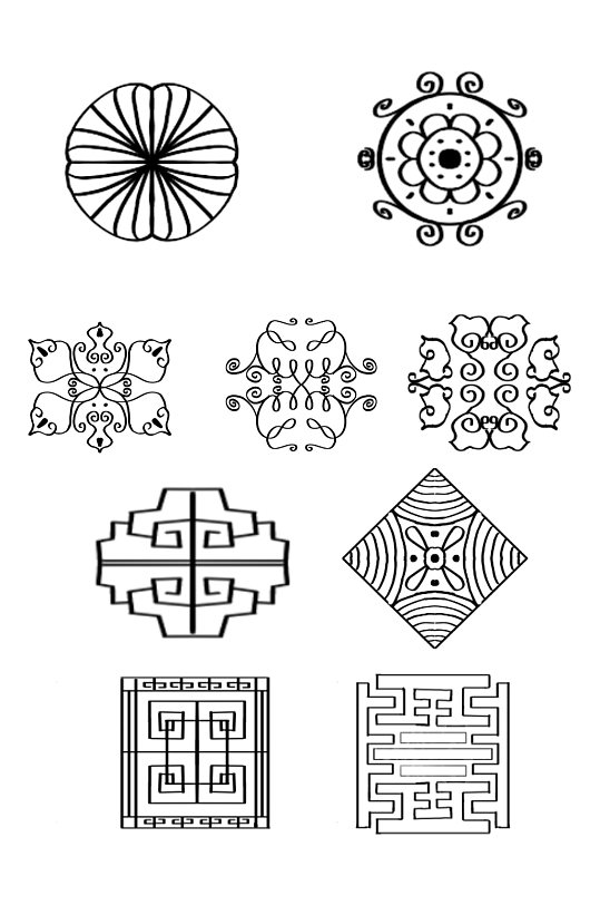 新中式装饰花纹图形元素