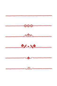中国红边框纹理中式花纹分割线元素