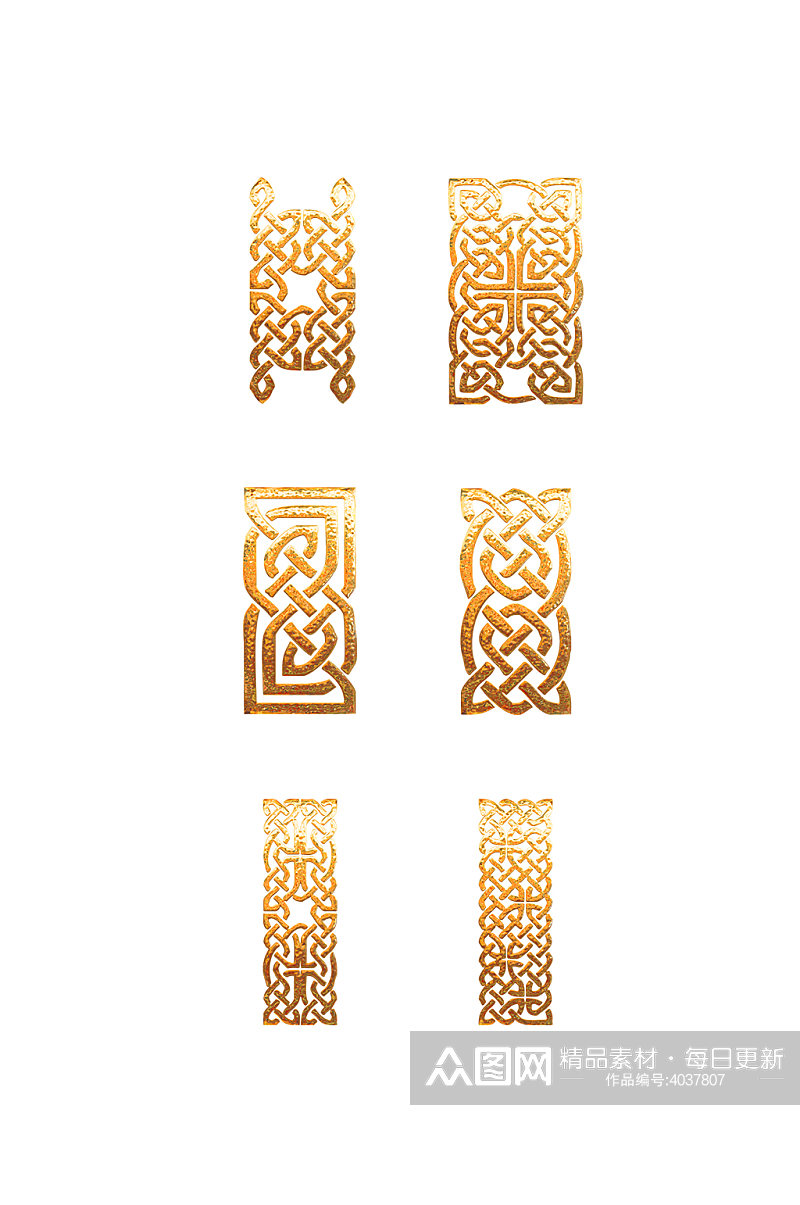 金色高档中式花纹元素素材