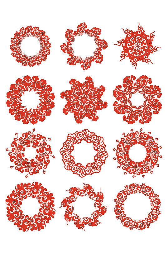中式古典圆形花纹图形元素
