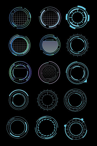 圆形矢量科技花纹边框