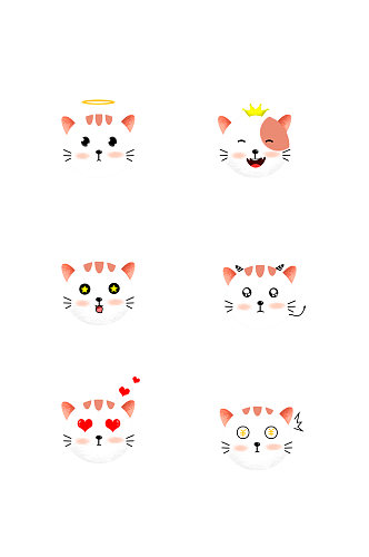 可爱卡通小猫表情元素