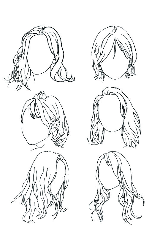 手绘简约线条发型元素