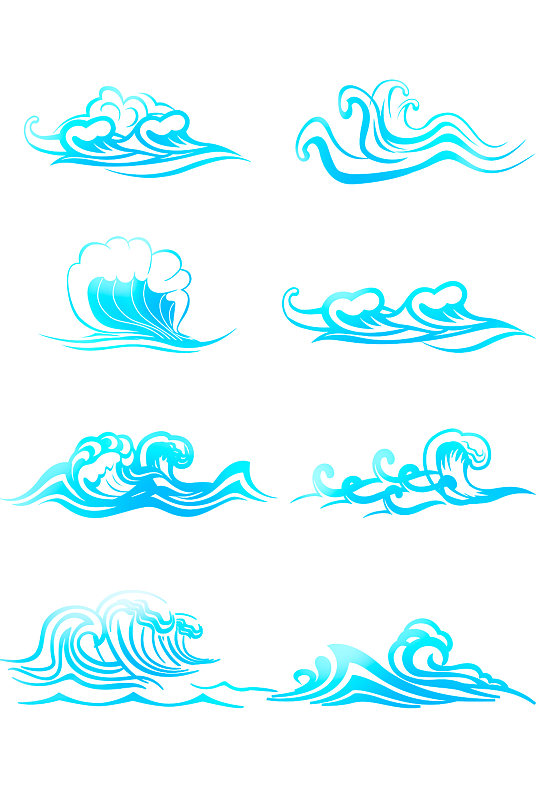手绘简约波浪浪花元素