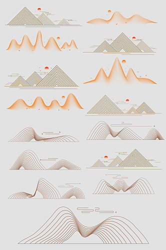 AI矢量中式线条山