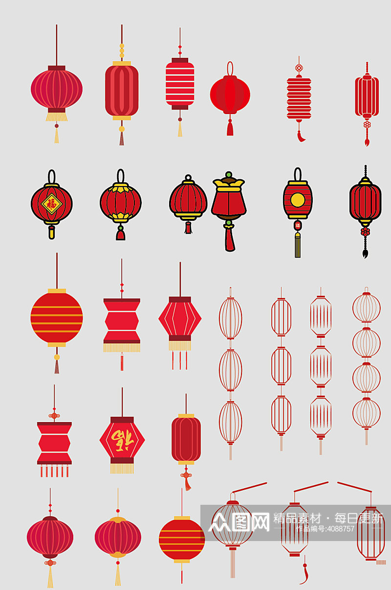 中式古典灯笼元素素材