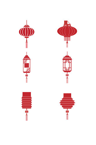 手绘线条喜庆灯笼元素