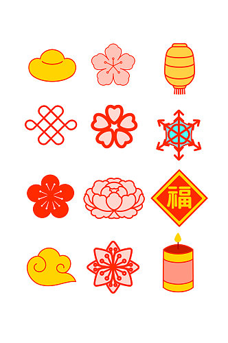 喜庆节日春节图标元素