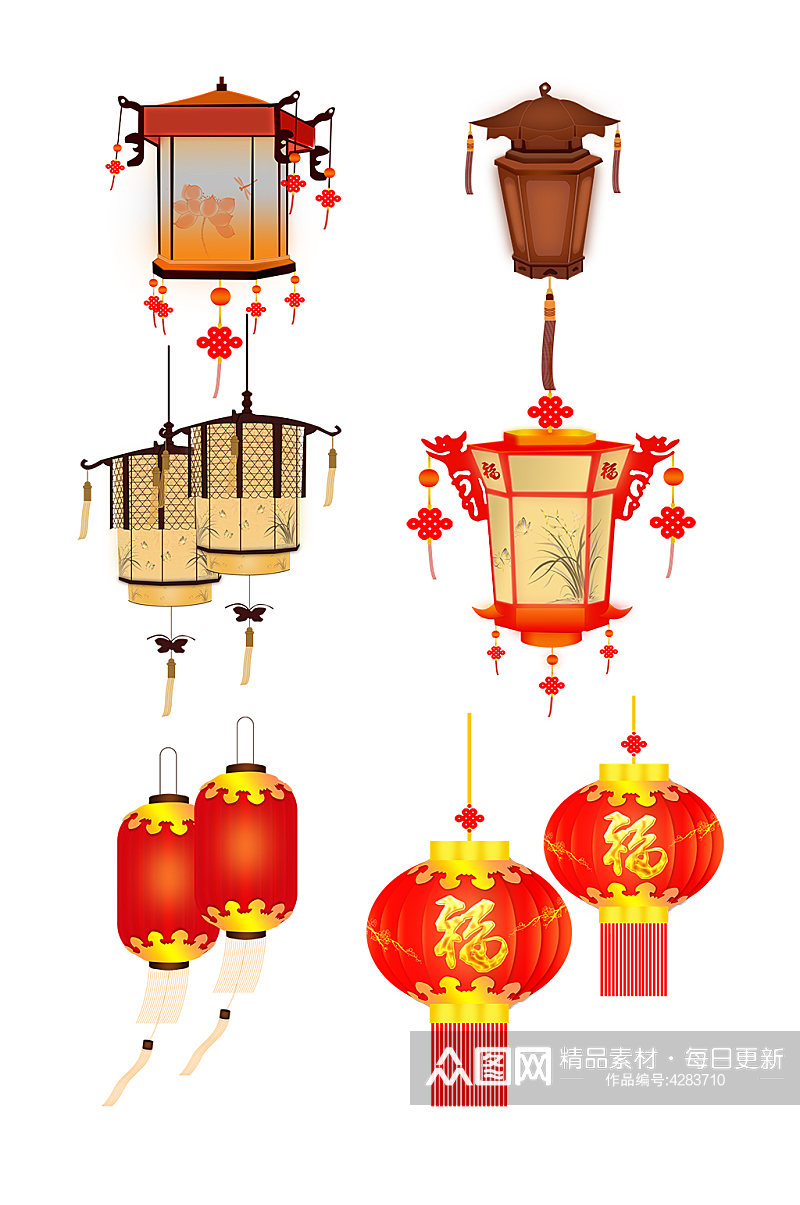 喜庆春节灯笼元素素材