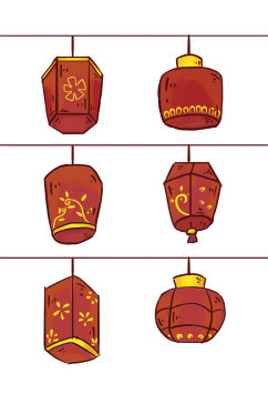 中式手绘灯笼元素