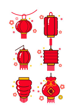 中式红色灯笼元素