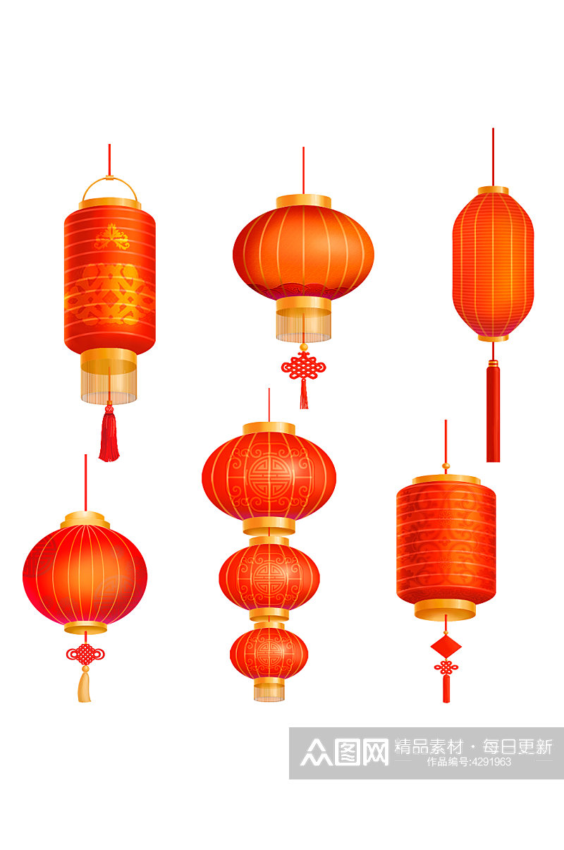中式节日喜庆灯笼元素素材