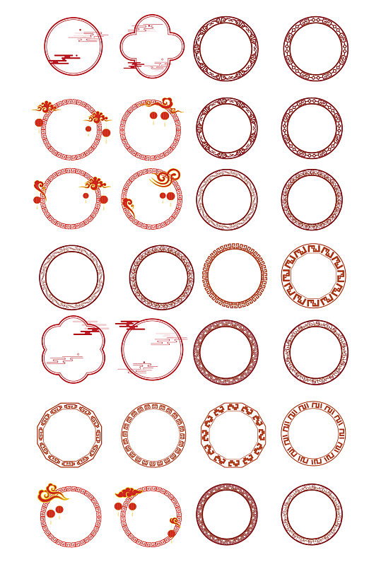 矢量圆形花纹边框花边