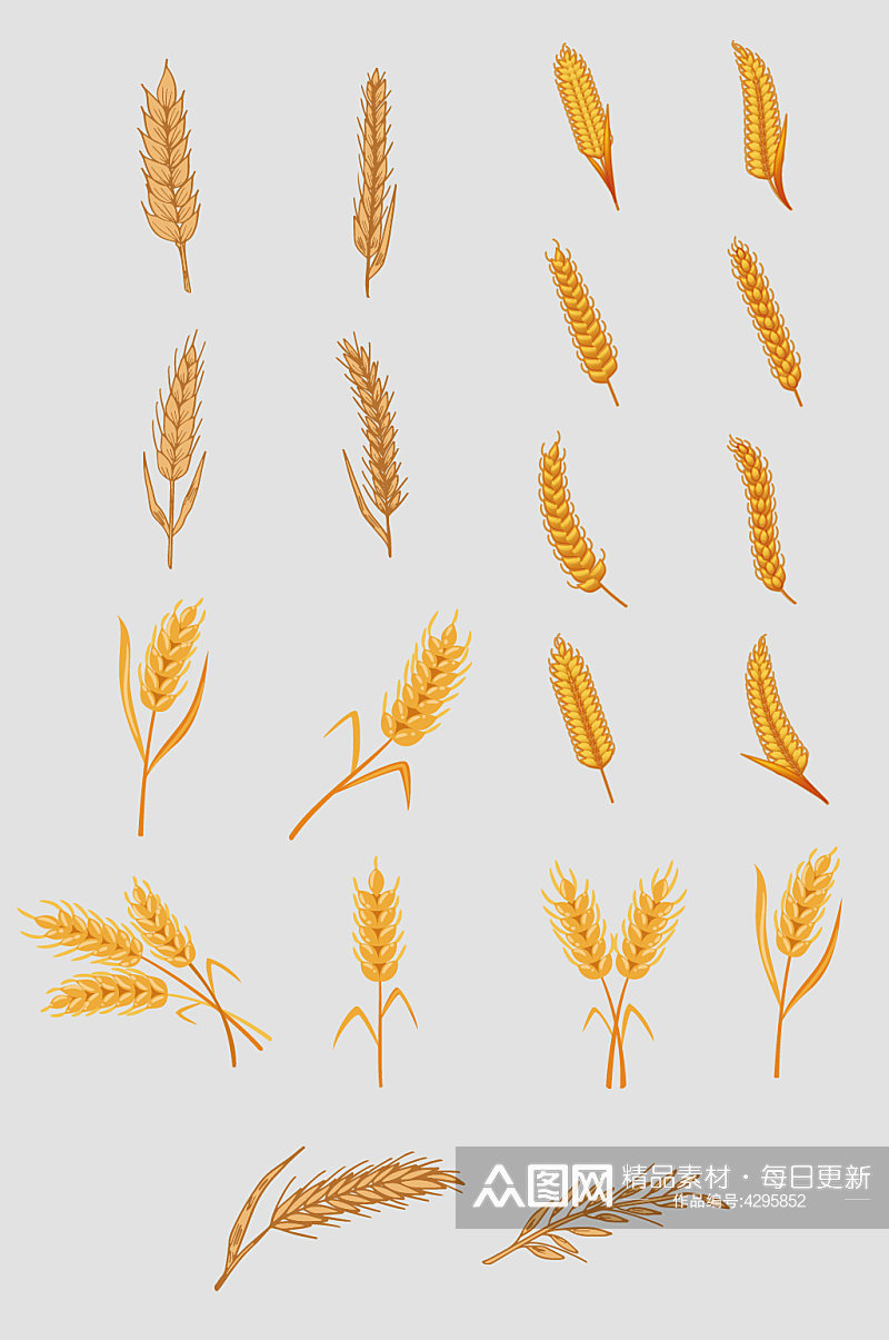 AI矢量麦子麦穗素材