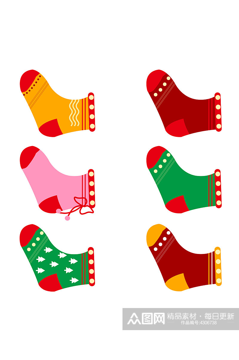 彩色圣诞节袜子元素素材