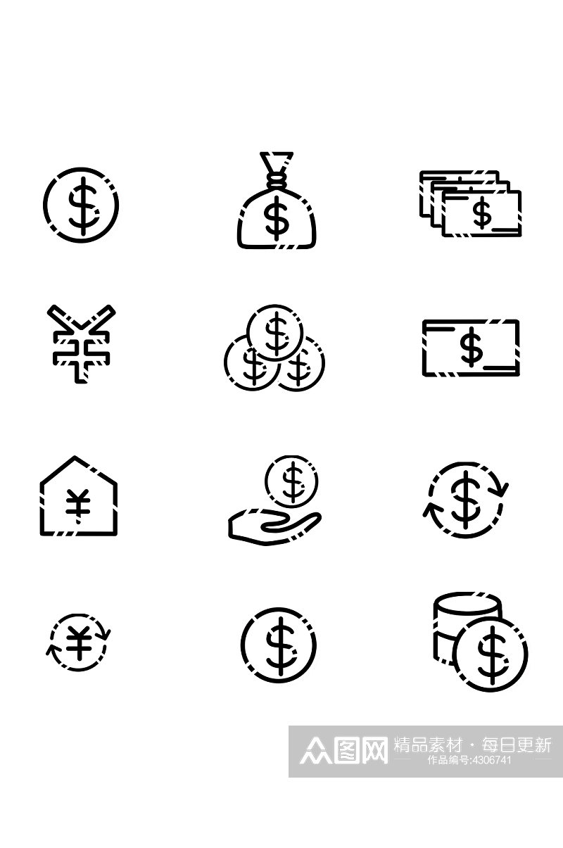 金融icon简约金融图标元素素材
