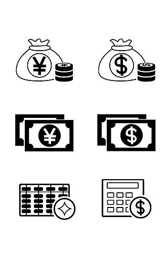 简约手绘线条金钱收钱图标元素
