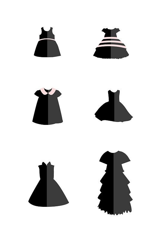 黑色简约儿童裙子元素