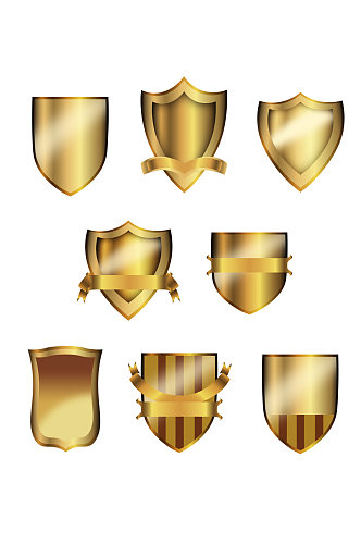 金色盾牌装饰元素