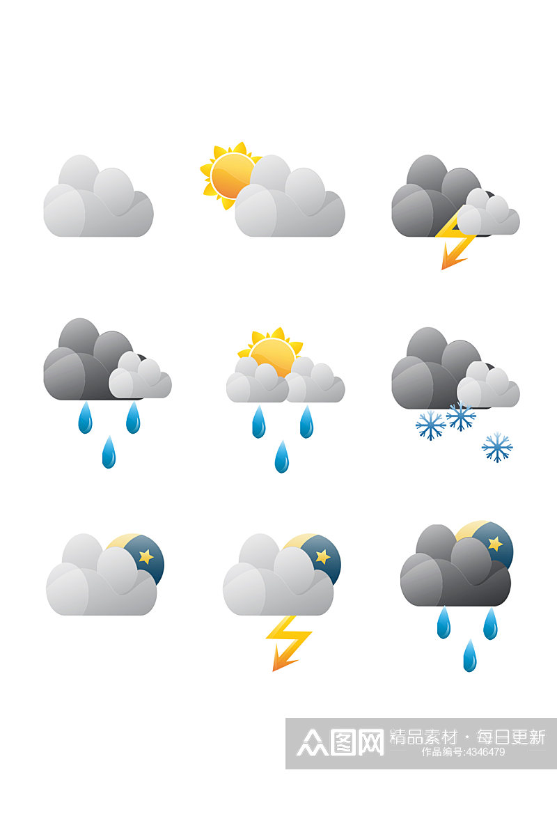 天气预报天气图标元素素材