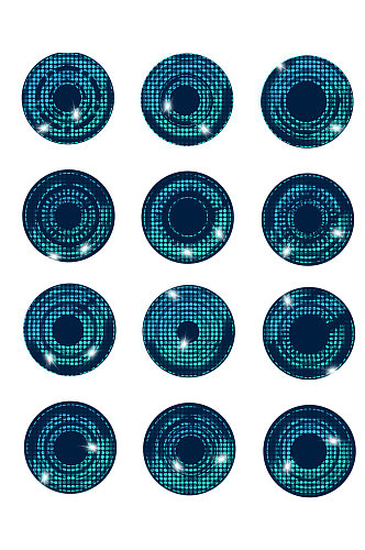 蓝色圆形科技图形图案元素