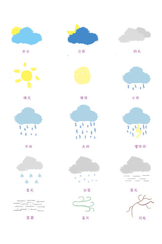 手绘天气小图标元素